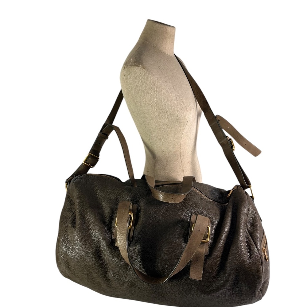 Genuine MARC By Marc Jacobs Genuine Olive Brown Leather Duffle Travel Bag - Picture 13 of 13